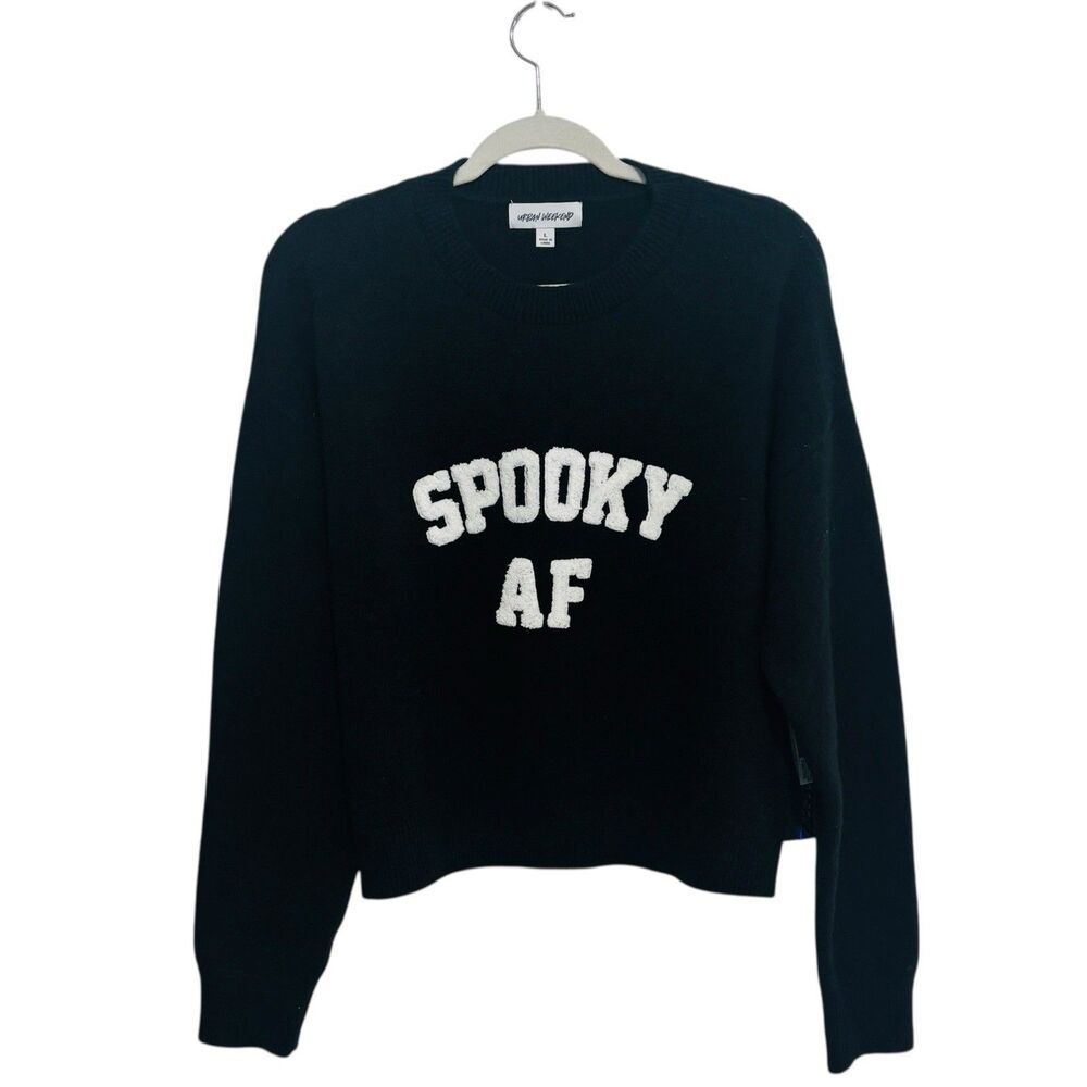 Urban Weekend "Spooky AF" Black Crewneck Sweater Wms Sz Large